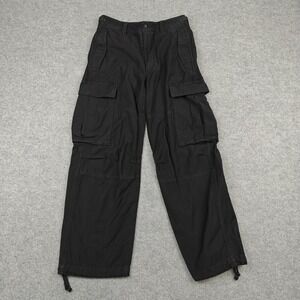 Tna Pants Womens 2 Black Cargo Twill Relaxed Adjustable Waist Pockets Aritzia
